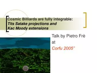 Cosmic Billiards are fully integrable: Tits Satake projections and Kac Moody extensions