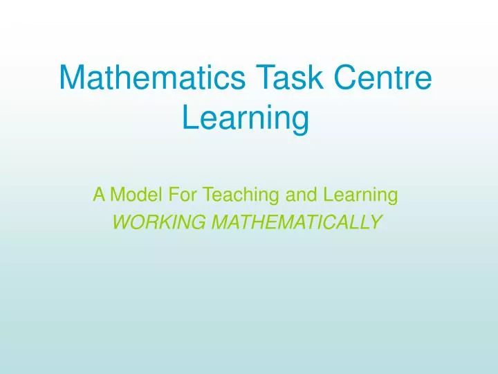 mathematics task centre learning