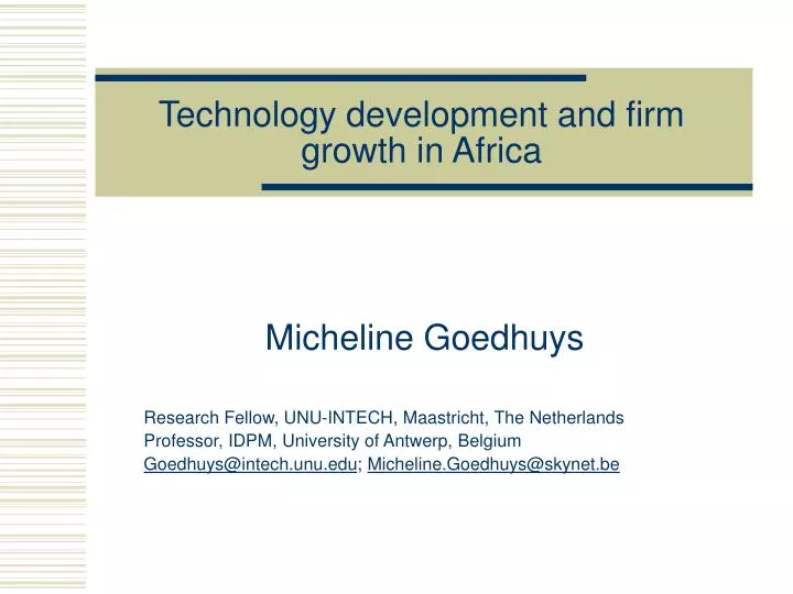 technology development and firm growth in africa