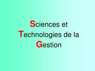 s ciences et t echnologies de la g estion