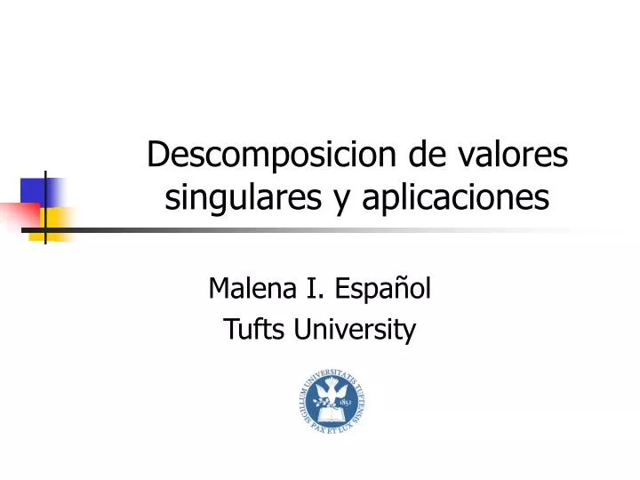 descomposicion de valores singulares y aplicaciones