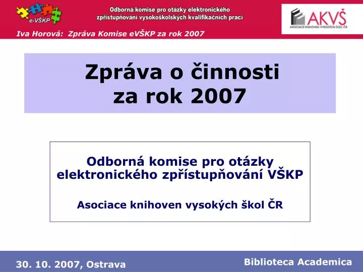 zpr va o innosti za rok 2007