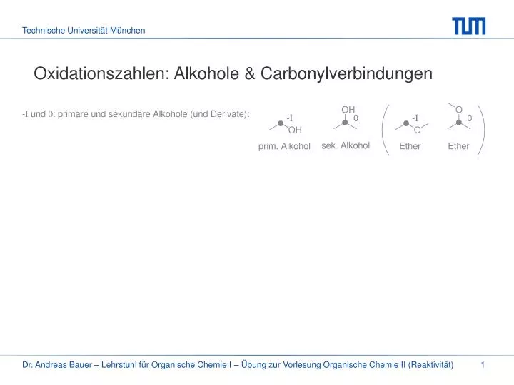 oxidationszahlen alkohole carbonylverbindungen