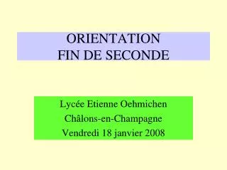 orientation fin de seconde