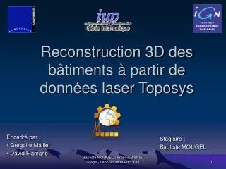 reconstruction 3d des b timents partir de donn es laser toposys