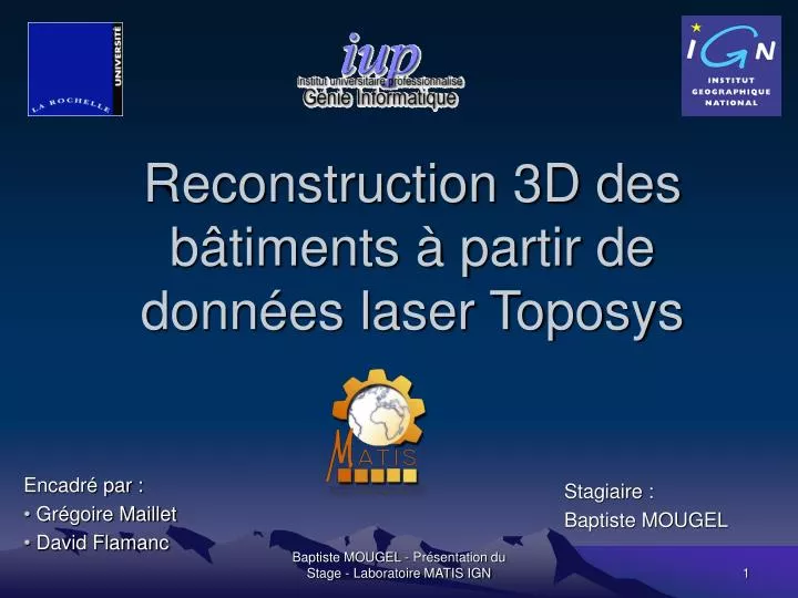 reconstruction 3d des b timents partir de donn es laser toposys