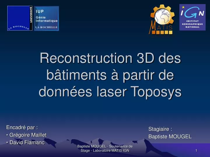 reconstruction 3d des b timents partir de donn es laser toposys