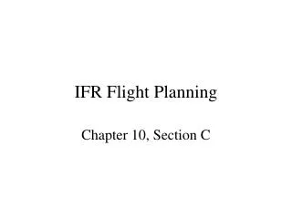 IFR Flight Planning
