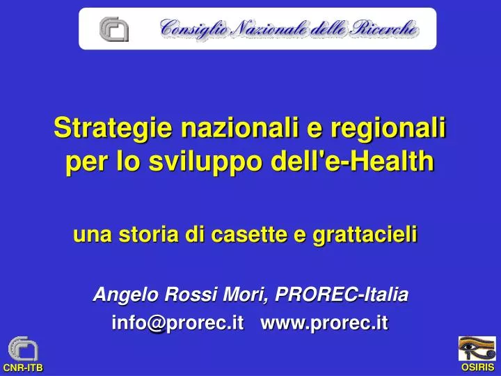 strategie nazionali e regionali per lo sviluppo dell e health
