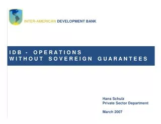 INTER-AMERICAN DEVELOPMENT BANK