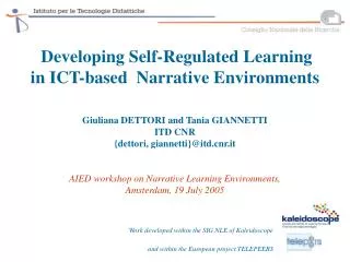 Developing Self-Regulated Learning in ICT-based Narrative Environments