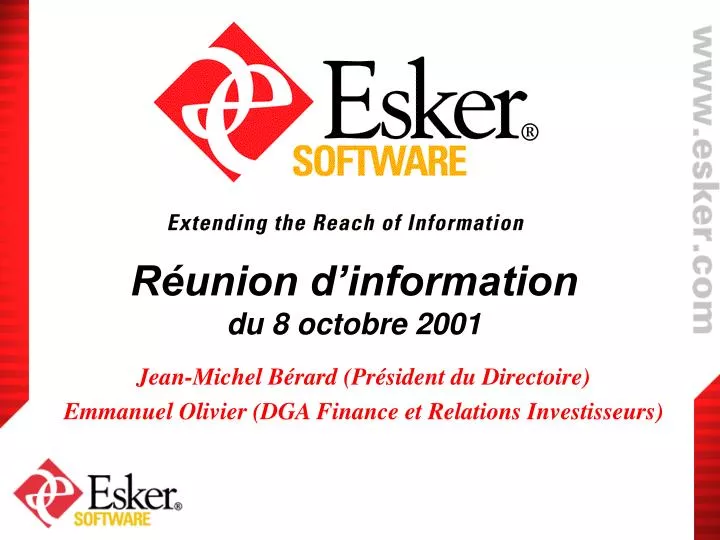r union d information du 8 octobre 2001