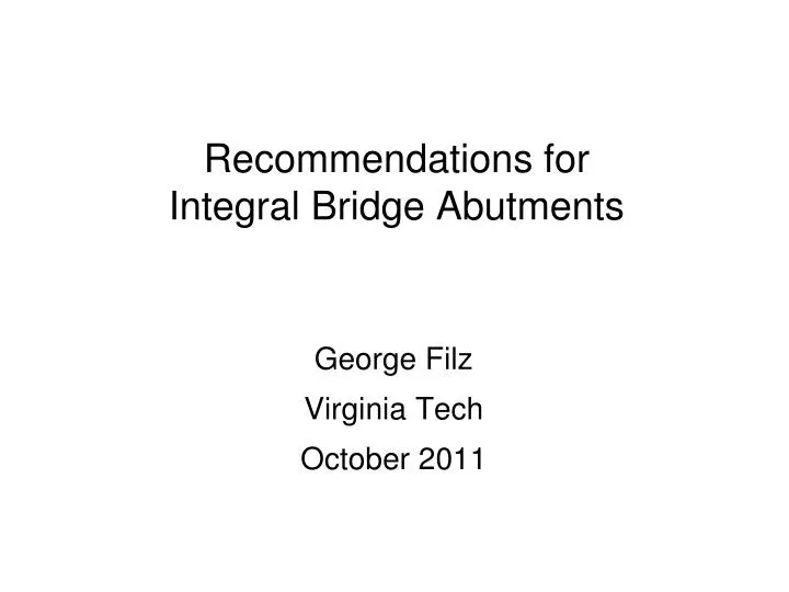 recommendations for integral bridge abutments