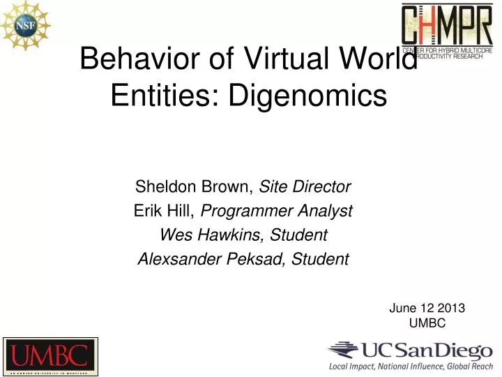 behavior of virtual world entities digenomics