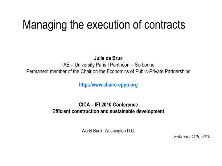 managing the execution of contracts