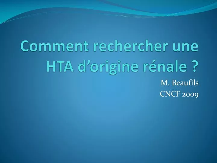 comment rechercher une hta d origine r nale