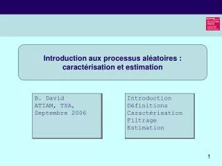 introduction aux processus al atoires caract risation et estimation