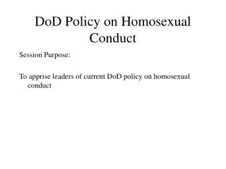 DoD Policy on Homosexual Conduct