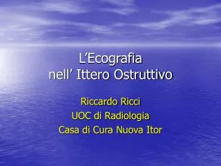 l ecografia nell ittero ostruttivo