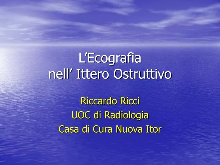 l ecografia nell ittero ostruttivo