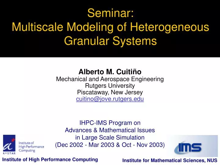 seminar multiscale modeling of heterogeneous granular systems