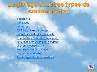 le givrage et autres types de contamination