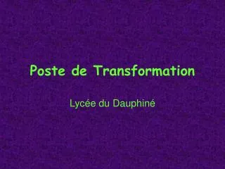 poste de transformation