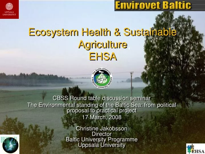 ecosystem health sustainable agriculture ehsa
