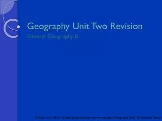 Geography Unit Two Revision