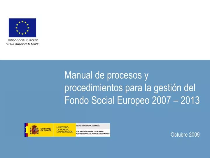 manual de procesos y procedimientos para la gesti n del fondo social europeo 2007 2013