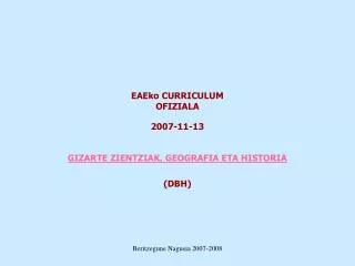 eaeko curriculum ofiziala 2007 11 13