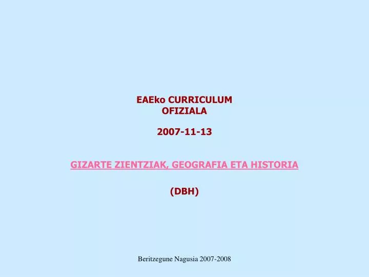 eaeko curriculum ofiziala 2007 11 13