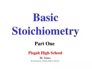 Basic Stoichiometry