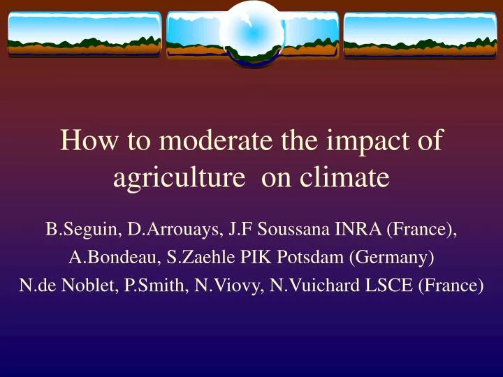 how to moderate the impact of agriculture on climate
