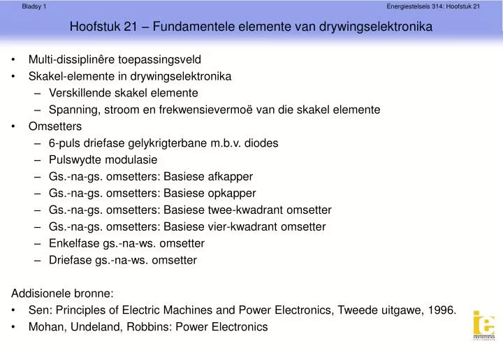 hoofstuk 21 fundamentele elemente van drywingselektronika