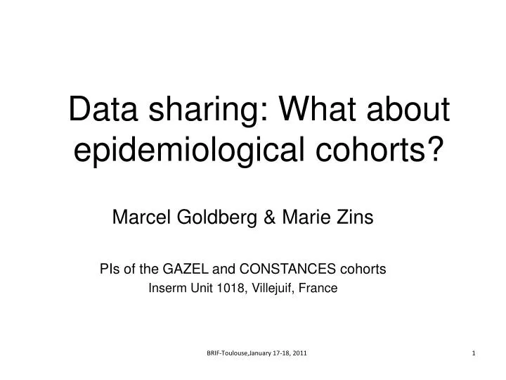 data sharing what about epidemiological cohorts