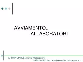 avviamento ai laboratori