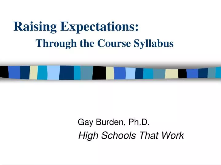 raising expectations through the course syllabus