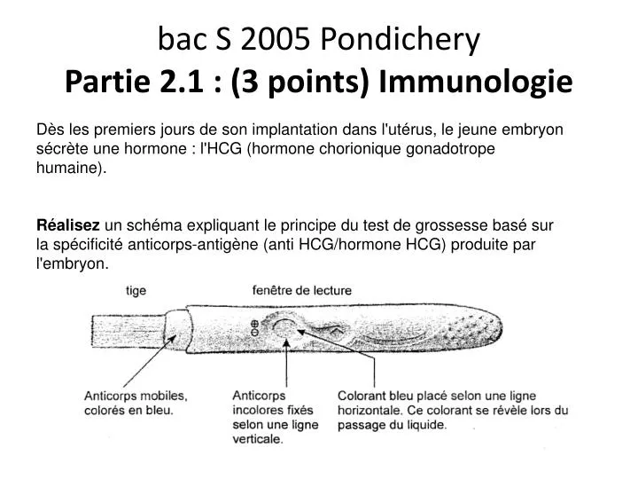 bac s 2005 pondichery partie 2 1 3 points immunologie