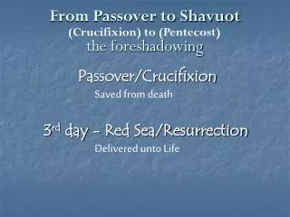 From Passover to Shavuot the foreshadowing