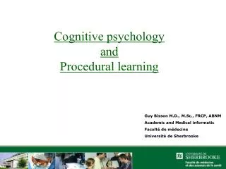 Cognitive psychology and Procedural learning