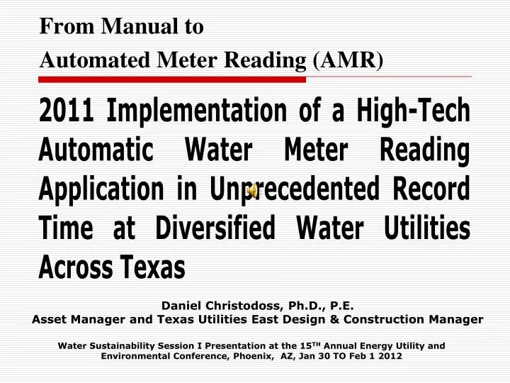 from manual to automated meter reading amr