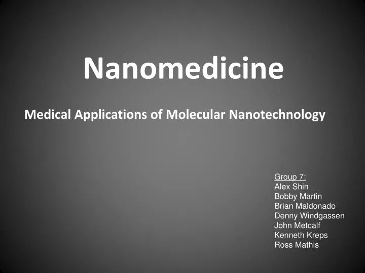 medical applications of molecular nanotechnology