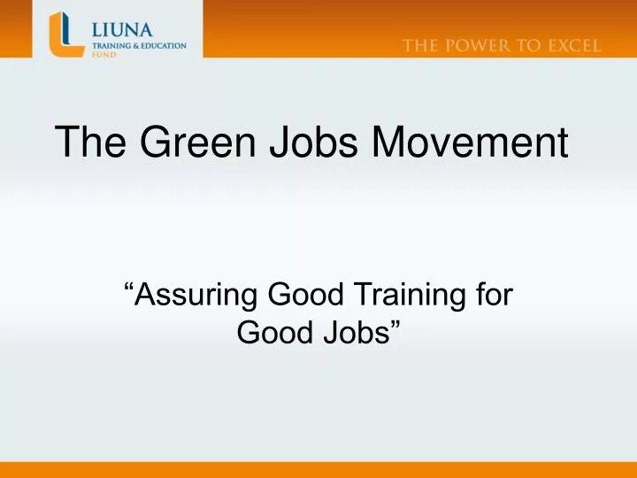 the green jobs movement