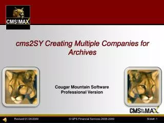 cms2SY Creating Multiple Companies for Archives