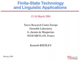 Finite-State Technology and Linguistic Applications