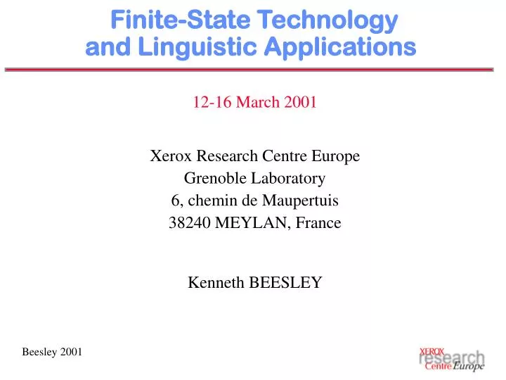 finite state technology and linguistic applications