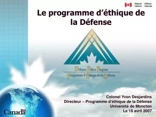 le programme d thique de la d fense