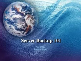 Server Backup 101