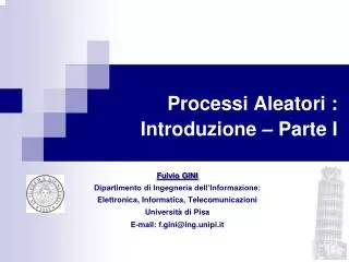 processi aleatori introduzione parte i